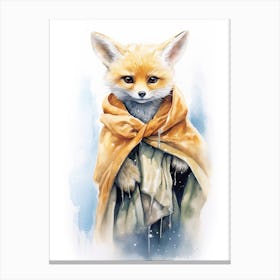 Baby Fox Kit As A Jedi Watercolour 1 Canvas Print