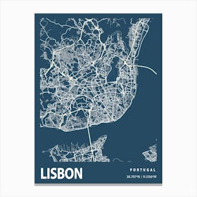 Lisbon Blueprint City Map 1 Canvas Print