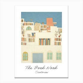 Santorini The Book Nook Pastel Colours 2 Poster Canvas Print