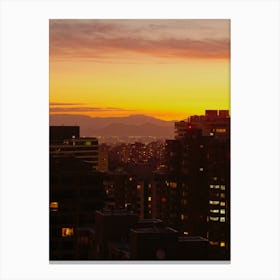 Sunset between Buildings Santiago Canvas Print