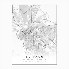 El Paso Texas USA White Map Canvas Print