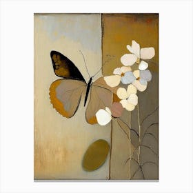 Butterfly And Flowers 1, Symbol Abstract Painting Canvas Print