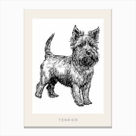 Cute Terrier Dog Line Art 4 Poster Canvas Print
