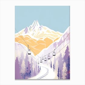 Chamonix Mont Blanc   France, Ski Resort Pastel Colours Illustration 1 Canvas Print