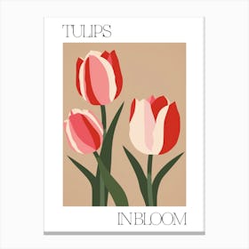 Tulips In Bloom Flowers Bold Illustration 3 Canvas Print