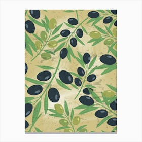 Olives Seamless Pattern Vector - olives poster, kitchen wall art 1 Canvas Print