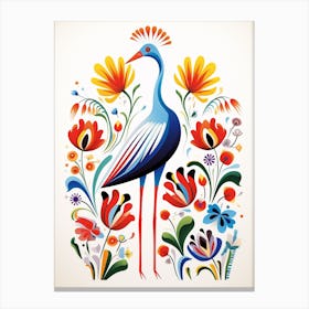 Scandinavian Bird Illustration Stork 2 Canvas Print