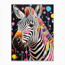 Rainbow Dotty Zebra 1 Canvas Print