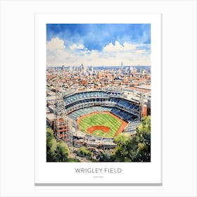 Wrigley Field Chicago Watercolour Travel Poster Canvas Print