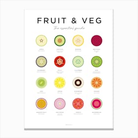 Fruit And Veg Guide Minimal Canvas Print