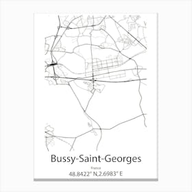 Bussy Saint Georges,France Minimalist Map Canvas Print