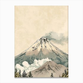 Popocatepetl Mexico Color Line Drawing (3) Canvas Print