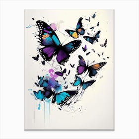 Butterflies Flying In The Sky Graffiti Illustration 1 Canvas Print