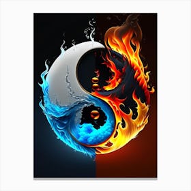 Fire And Water 2 Yin and Yang Illustration Canvas Print