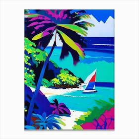 La Digue Island Seychelles Colourful Painting Tropical Destination Canvas Print