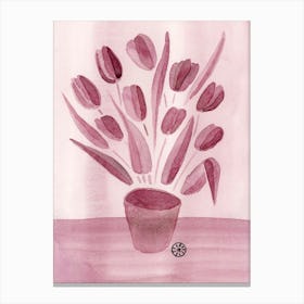 Mauve Tulips - floral flower watercolor Canvas Print