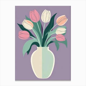 Green Tulips Vase Art (6) Canvas Print