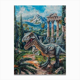 T Rex By The Acropolis Painting Canvas Print