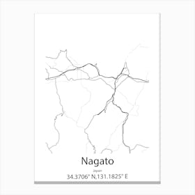 Nagato,Japan Minimalist Map Canvas Print