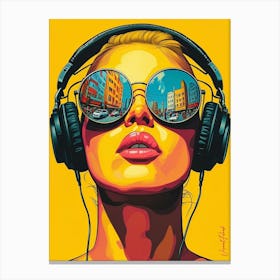 Urban Girl With Headphones Pop Art Canvas Print