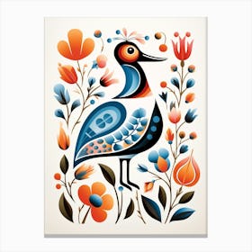 Scandinavian Bird Illustration Canvasback Canvas Print