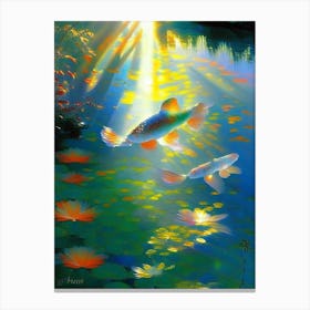 Midorigoi Koi Fish Monet Style Classic Painting Canvas Print