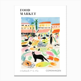 The Food Market In Copenhagen 7 Illustration Poster Canvas Print