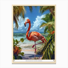 Greater Flamingo Renaissance Island Aruba Tropical Illustration 6 Poster Canvas Print