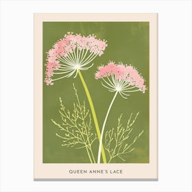 Pink & Green Queen Annes Lace 2 Flower Poster Canvas Print