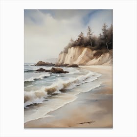 Vintage Neutral Beach Painting (17) Canvas Print