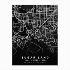 Sugar Land Texas USA Black Map Stampe su tela