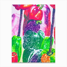 Bell Pepper Risograph Retro Poster vegetable Canvas Print