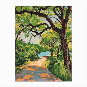 Zilker Metropolitan Park Austin Texas Colourful Blockprint 3 Canvas Print