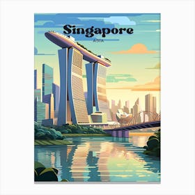 Singapore Bayside Modern Travel Illustration Canvas Print