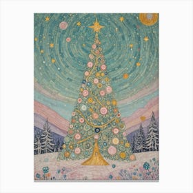 Festive Pastel Christmas Tree Canvas Print