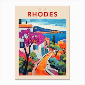 Rhodes Greece Fauvist Travel Poster Canvas Print