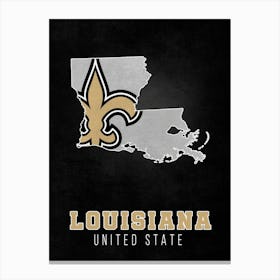 New Orleans Saints Louisiana State Map Canvas Print