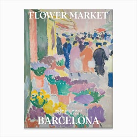 Vintage Flower Market Painting Barcelona 4 Canvas Print