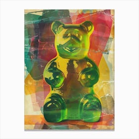 Green Gummy Bears Retro Collage 1 Canvas Print