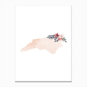 North Carolina Watercolor Floral State Canvas Print