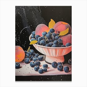 Art Deco Blueberries & Nectarines Canvas Print
