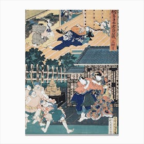 Act Iii Enya Held From Attacking Moronao By Honzō; Kampei Sending Bannai Outside Of The Castle To Receiv Canvas Print