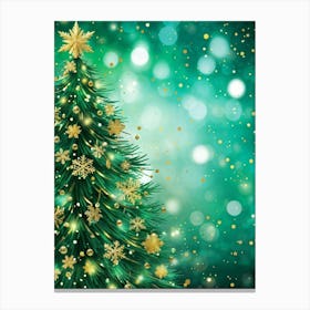 An Evergreen Christmas Tree Decorating Scene Backdrop Gracefully Adorned With Glitters Of Gold Spar (3) Canvas Print