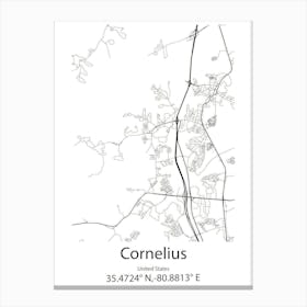 Cornelius,United States Minimalist Map 1 Canvas Print