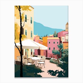 Taormina, Italy, Flat Pastels Tones Illustration 4 Canvas Print