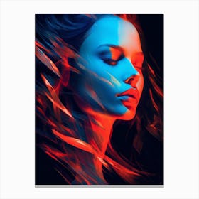 Portrait with ethereal red and blue hues Canvas Print