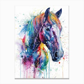 Horse Colourful Watercolour 4 Canvas Print
