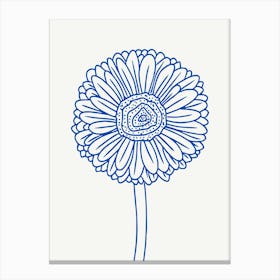 Gerbera Daisy Monoline Blue Canvas Print
