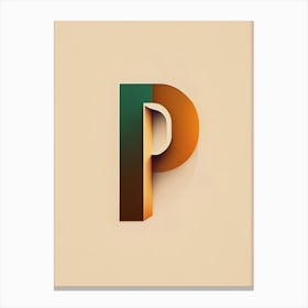 P, Letter, Alphabet Retro Minimal 2 Canvas Print