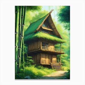 Bamboo House In The Forest Canvas Print
